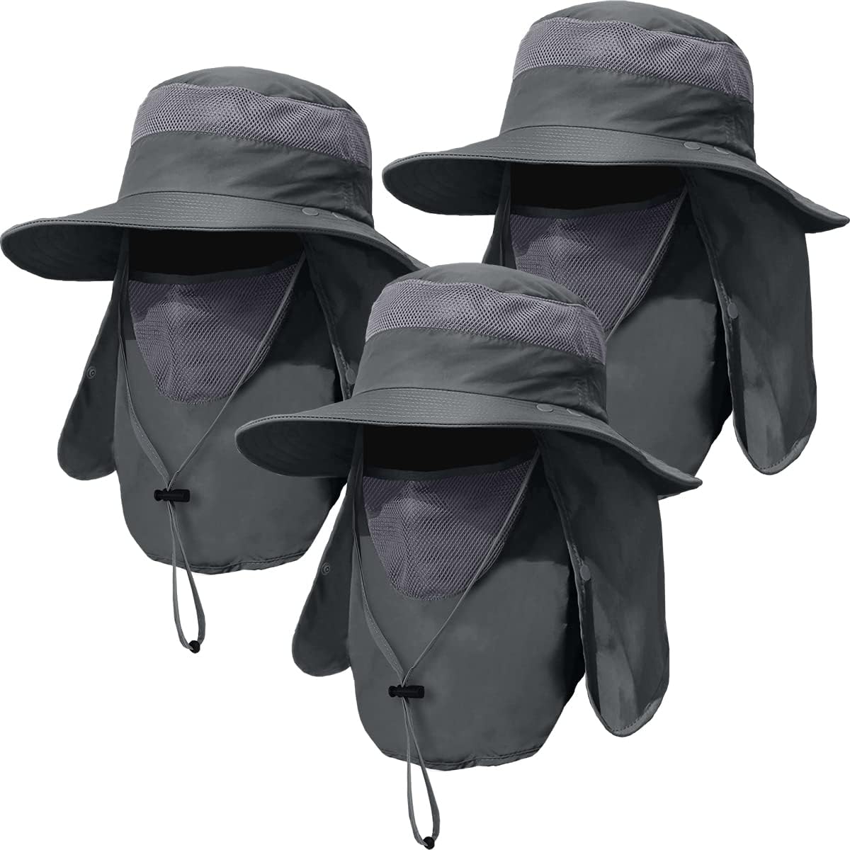 Paquete de 3 sombreros de pesca de ala ancha para hombre, protecció...
