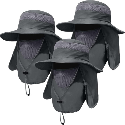 Paquete de 3 sombreros de pesca de ala ancha para hombre, protecció...