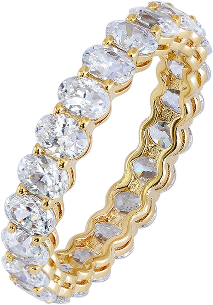 Amazon Essentials Anillo apilable con circonita cúbica chapada en o...