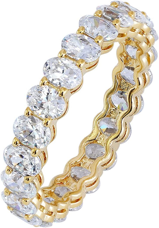 Amazon Essentials Anillo apilable con circonita cúbica chapada en o...