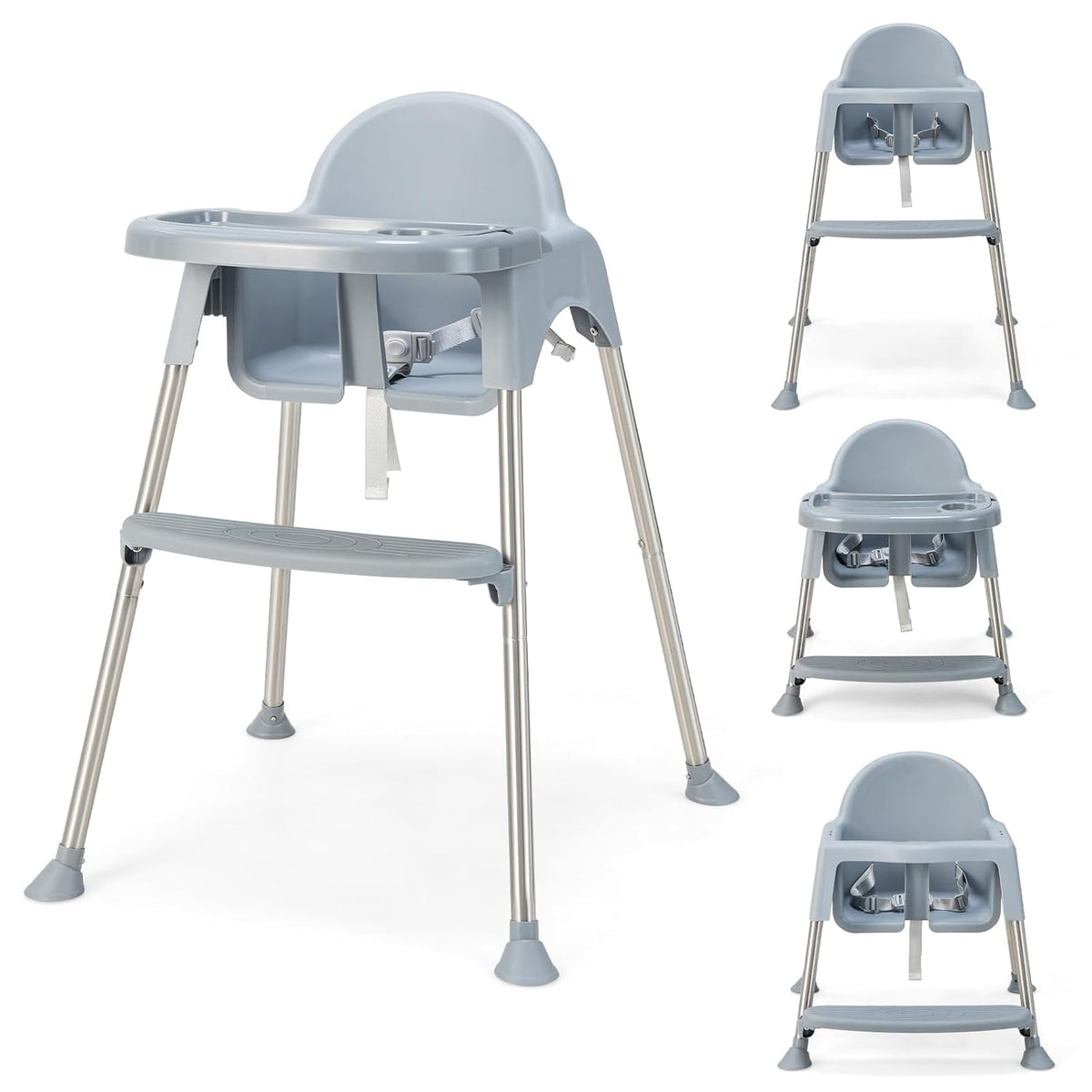 HONEY JOY Silla alta para bebé, silla alta convertible 4 en 1 para...