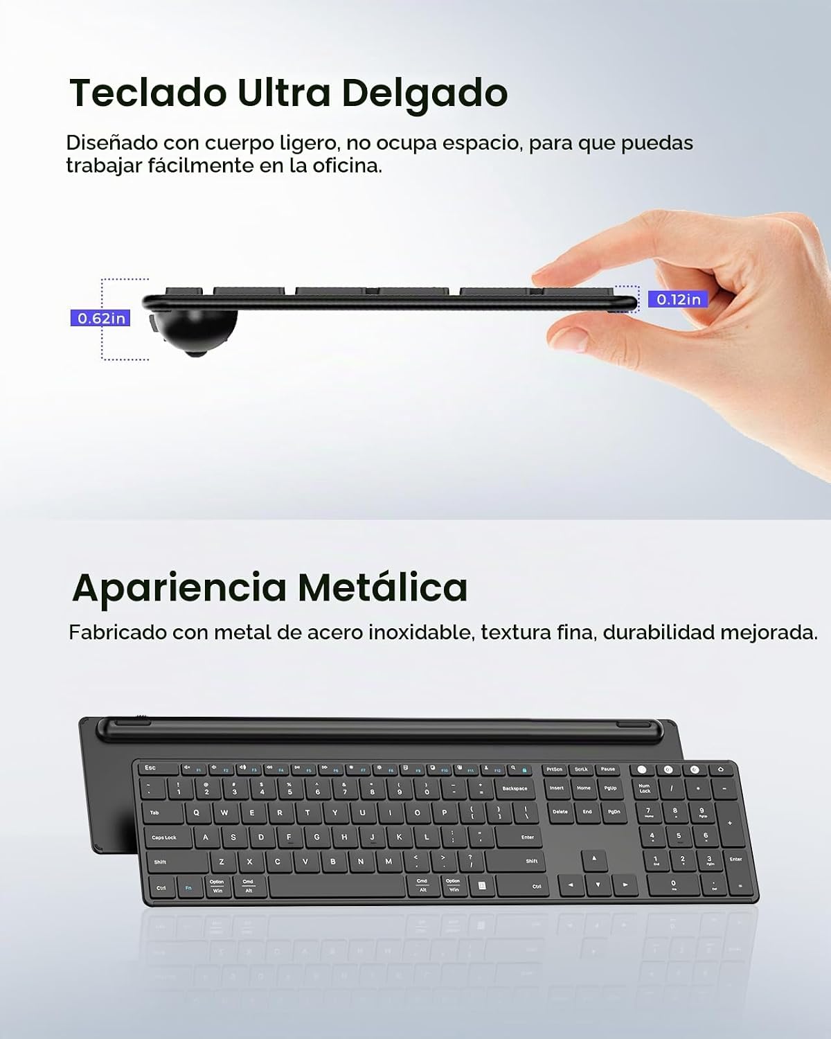 Seenda Combo de teclado y ratón Bluetooth inalámbrico, SKM64-3 reca...