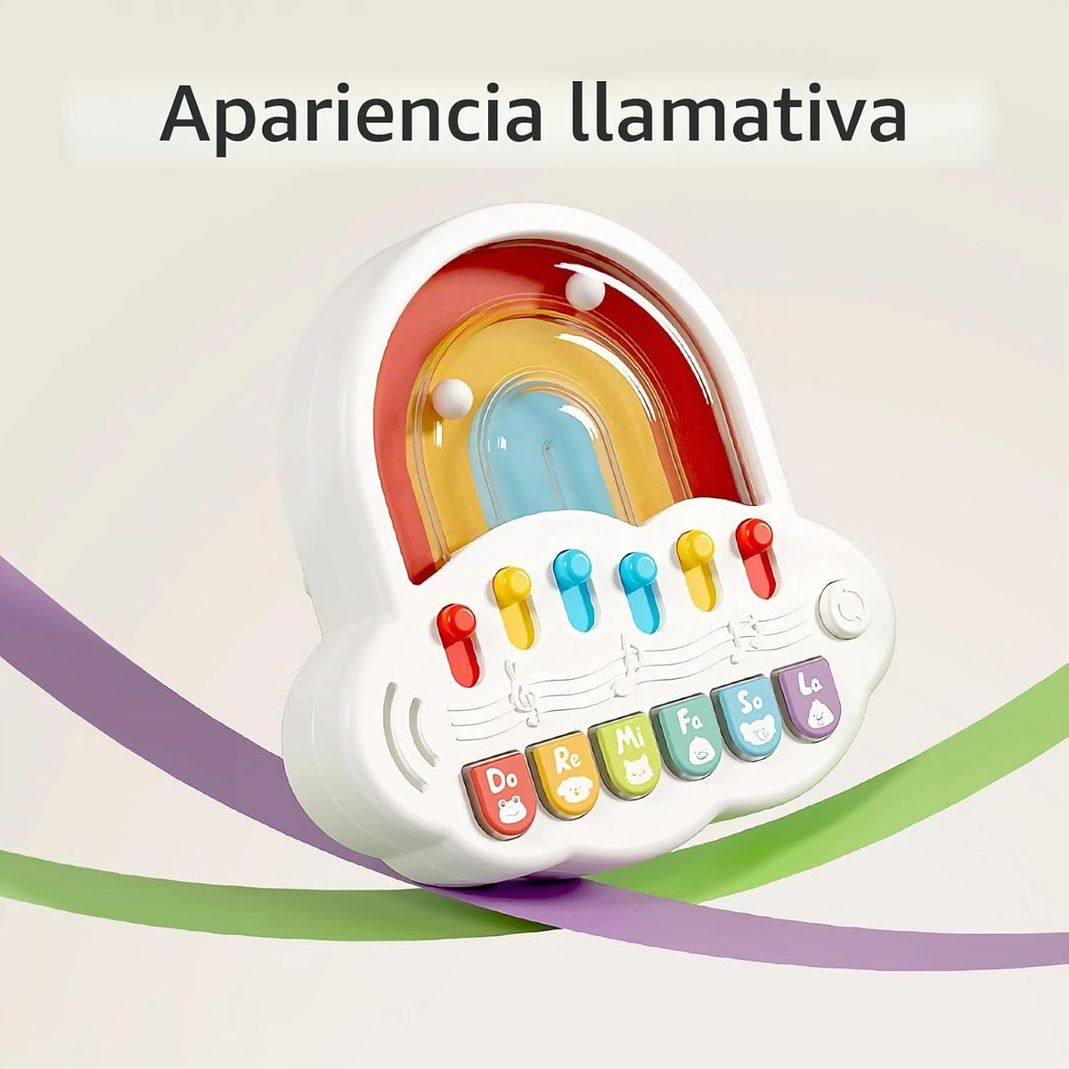 Piano de juguete para bebés de 6 a 12 meses, teclado de música ilum...