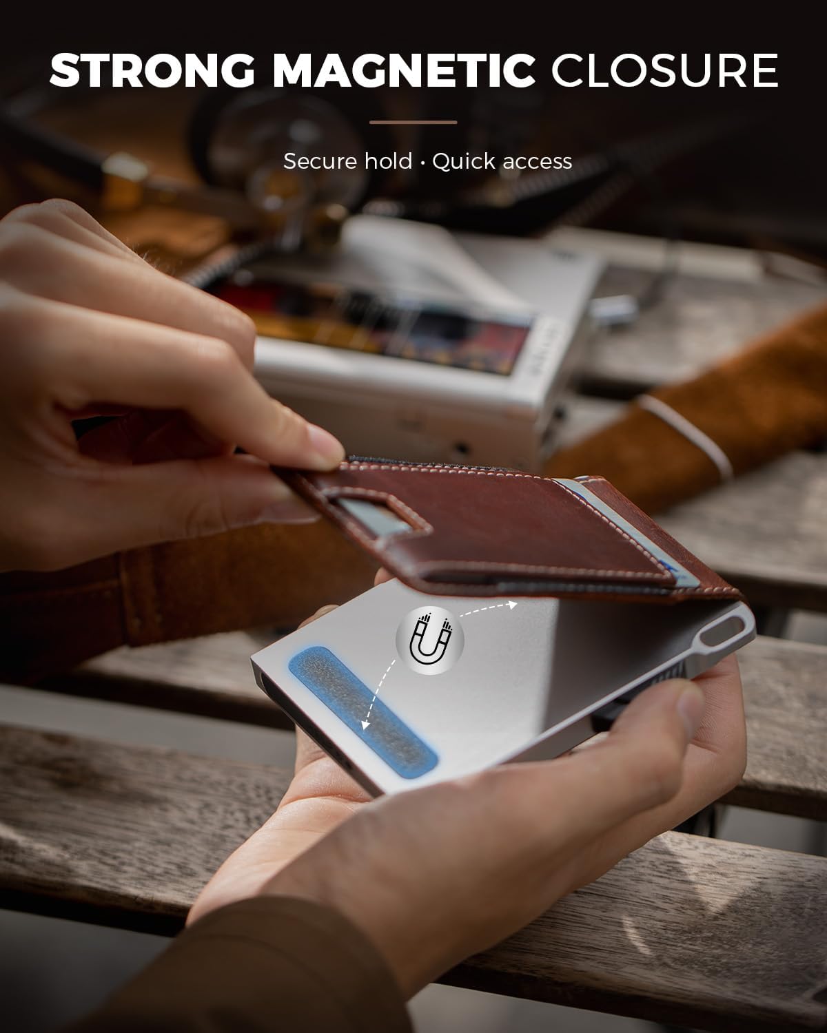 LORZOR Cartera táctica de piel auténtica para hombre, tarjetero des...