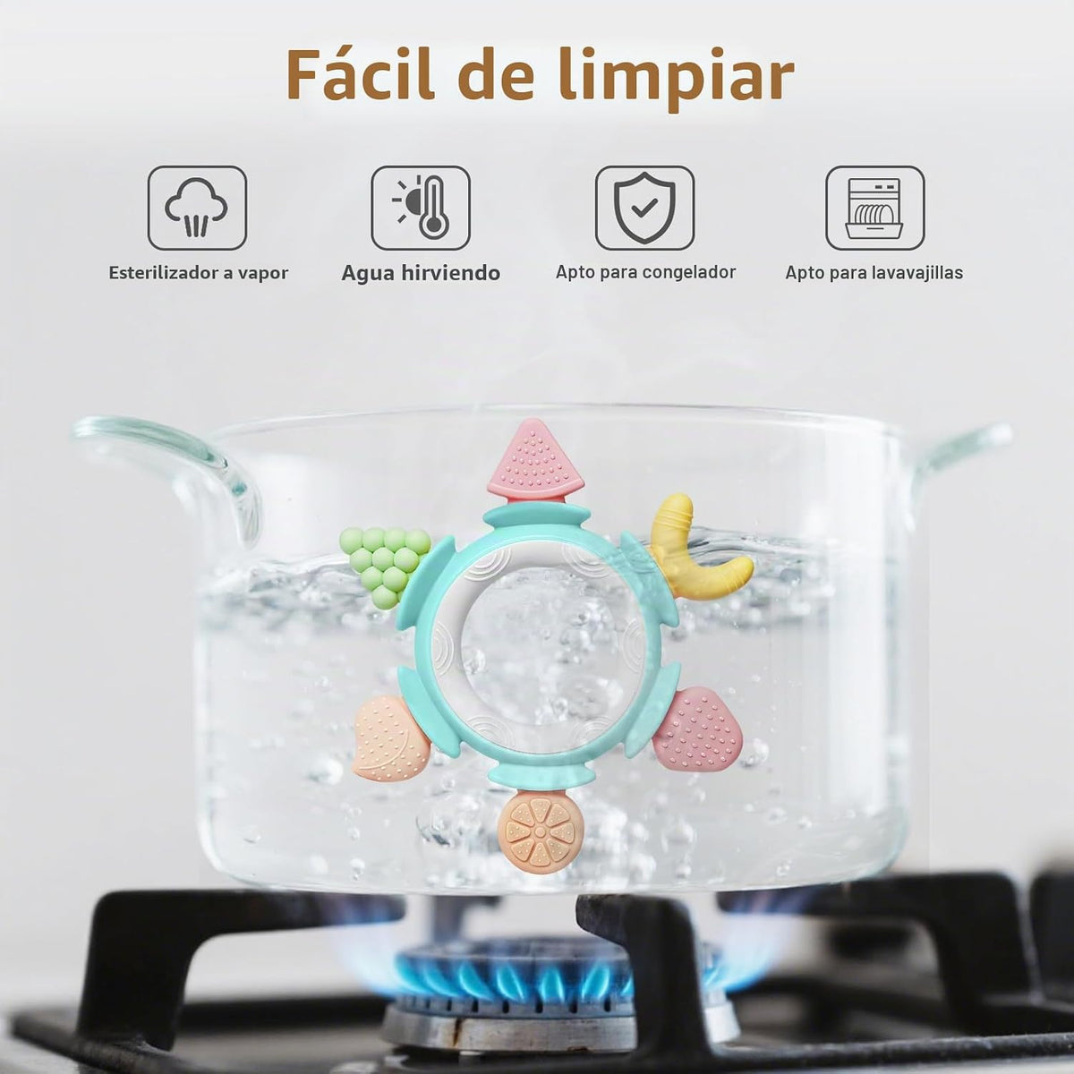 Hooku Mordedores de silicona para bebés de 6 a 12 meses, juguetes d...