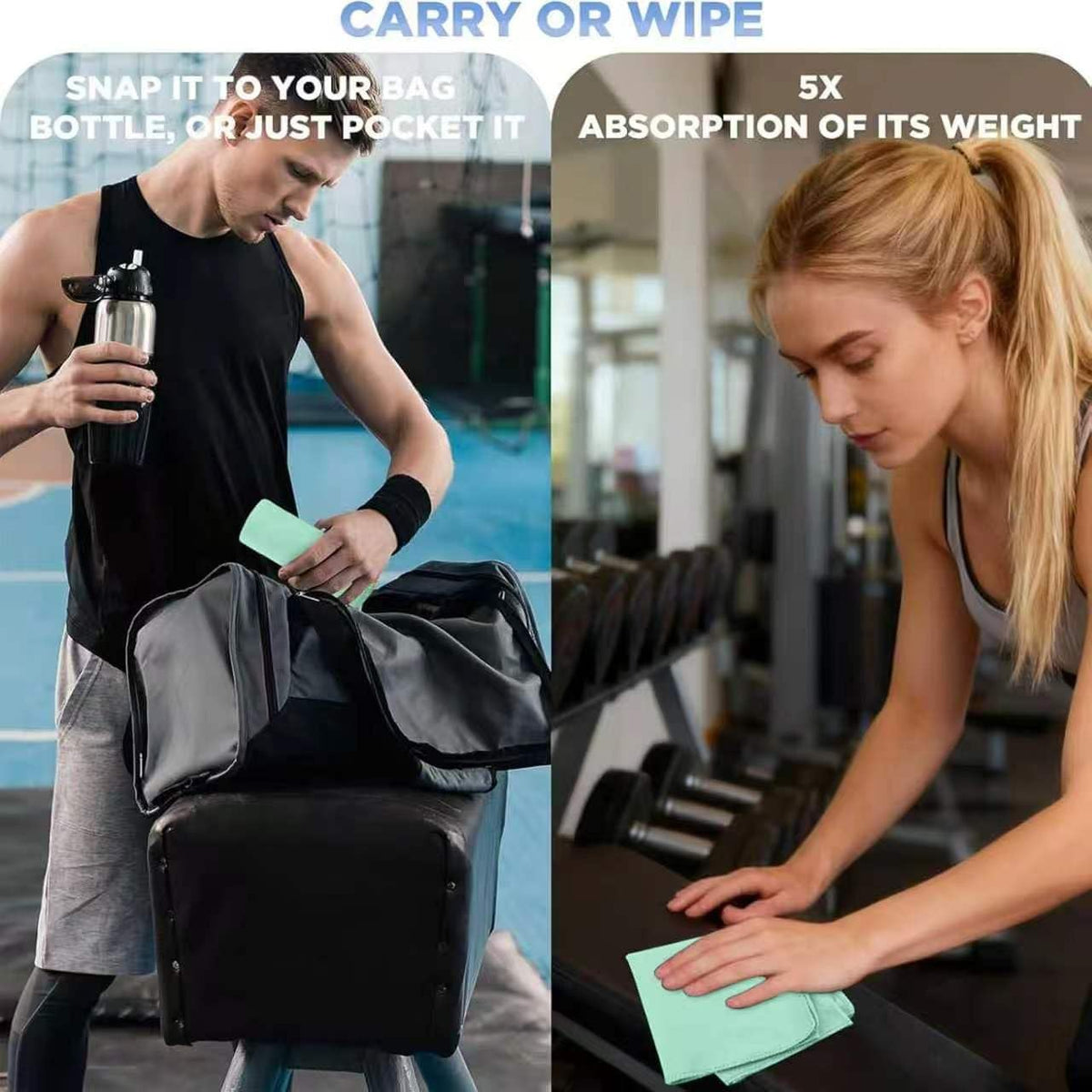 Vnoss Toallas de gimnasio de microfibra, de secado rápido, altament...