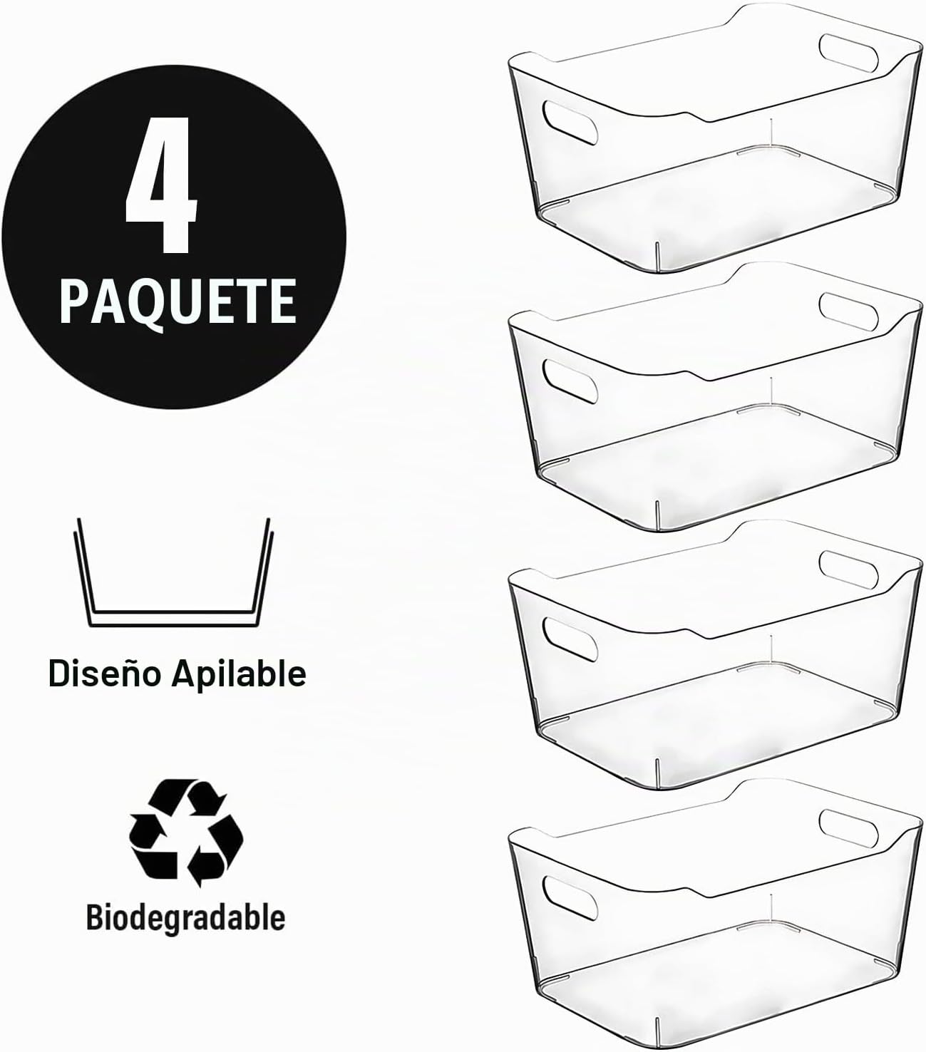 Cubos de almacenamiento de plástico transparentes extra grandes, or...