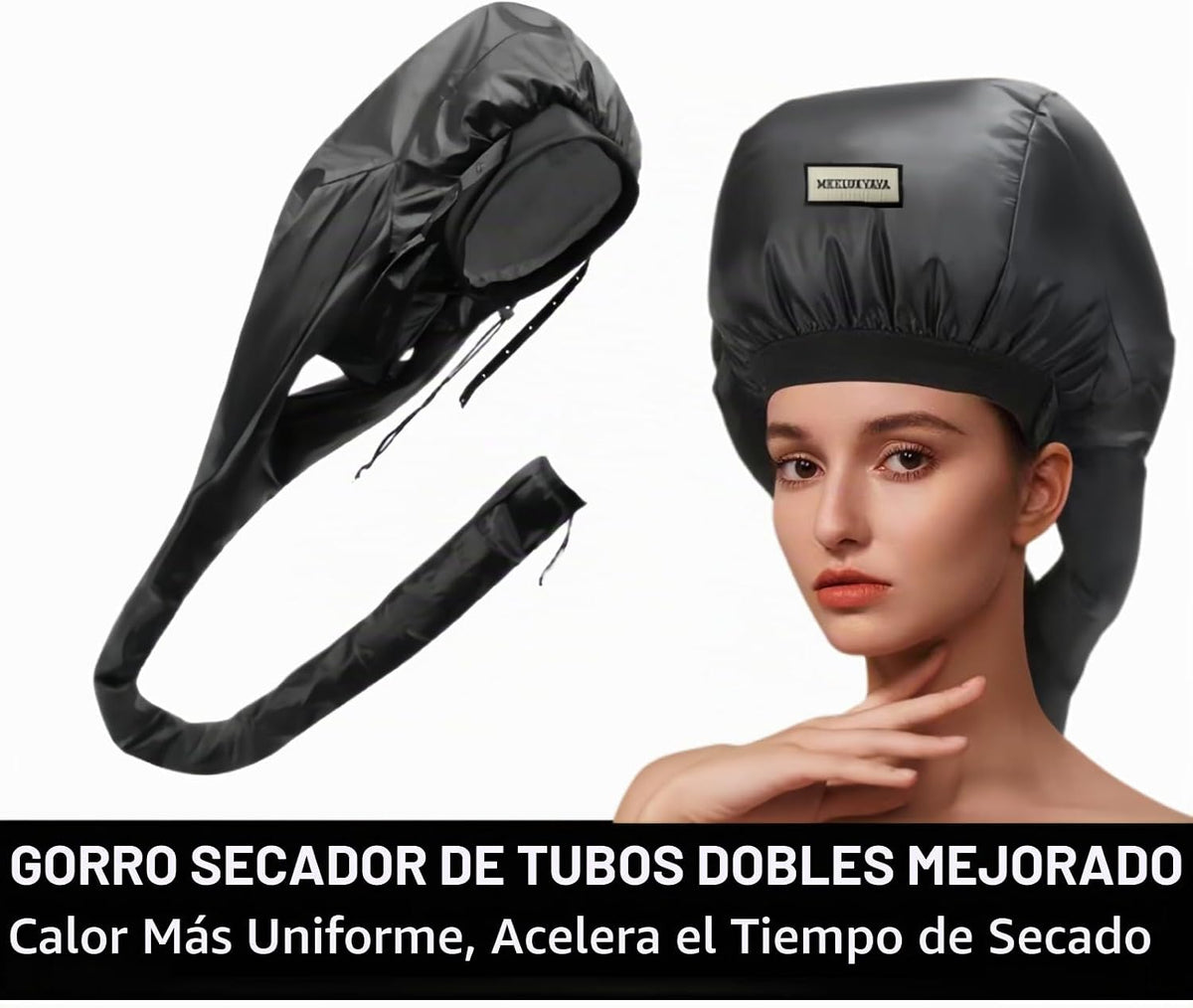 Secador de Cabello con Casco para Cabello Rizado, Tubos Dobles Mejo...