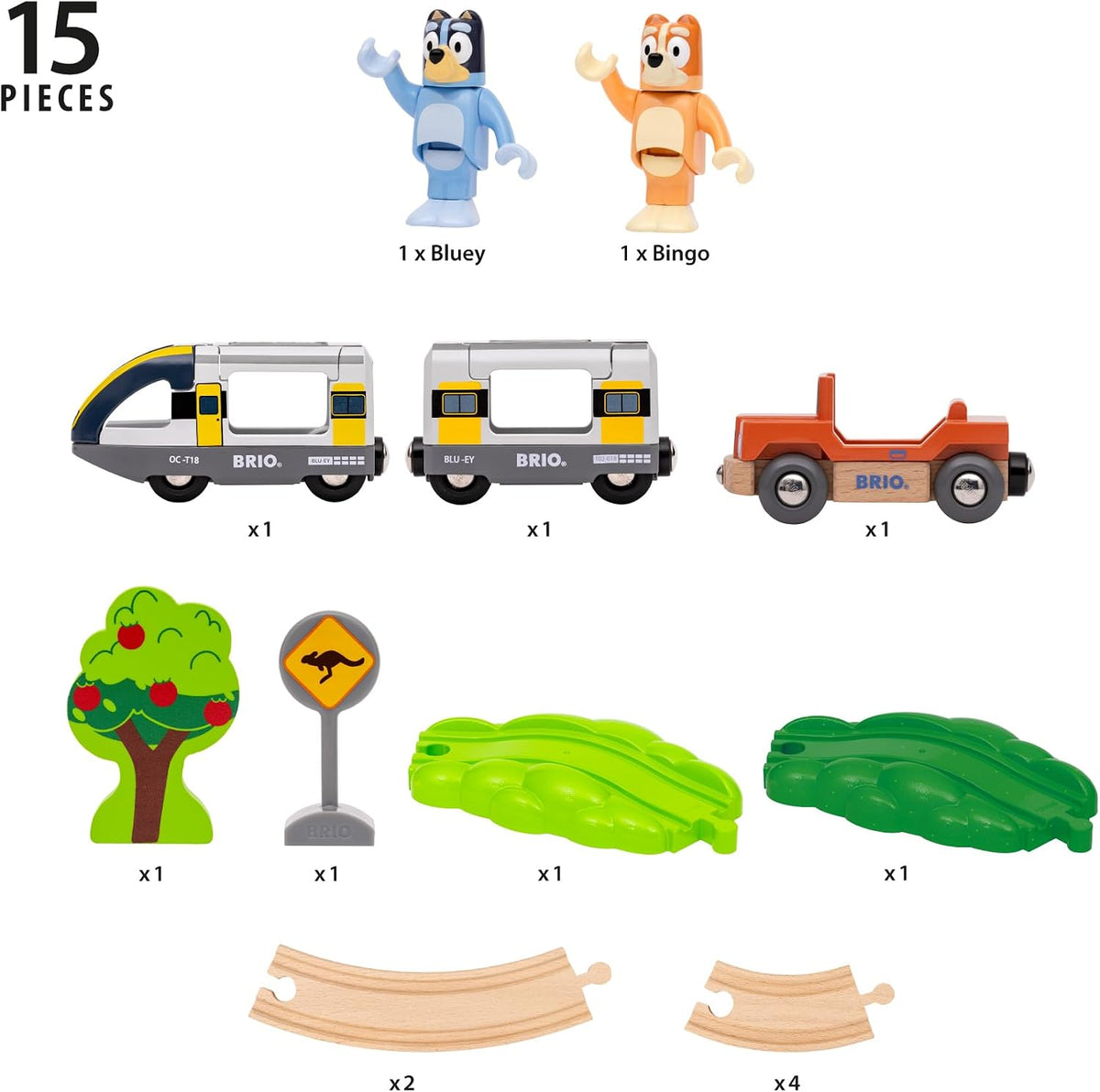 BRIO World Bluey Train Set \u2013 Juego de ferrocarril de madera co...