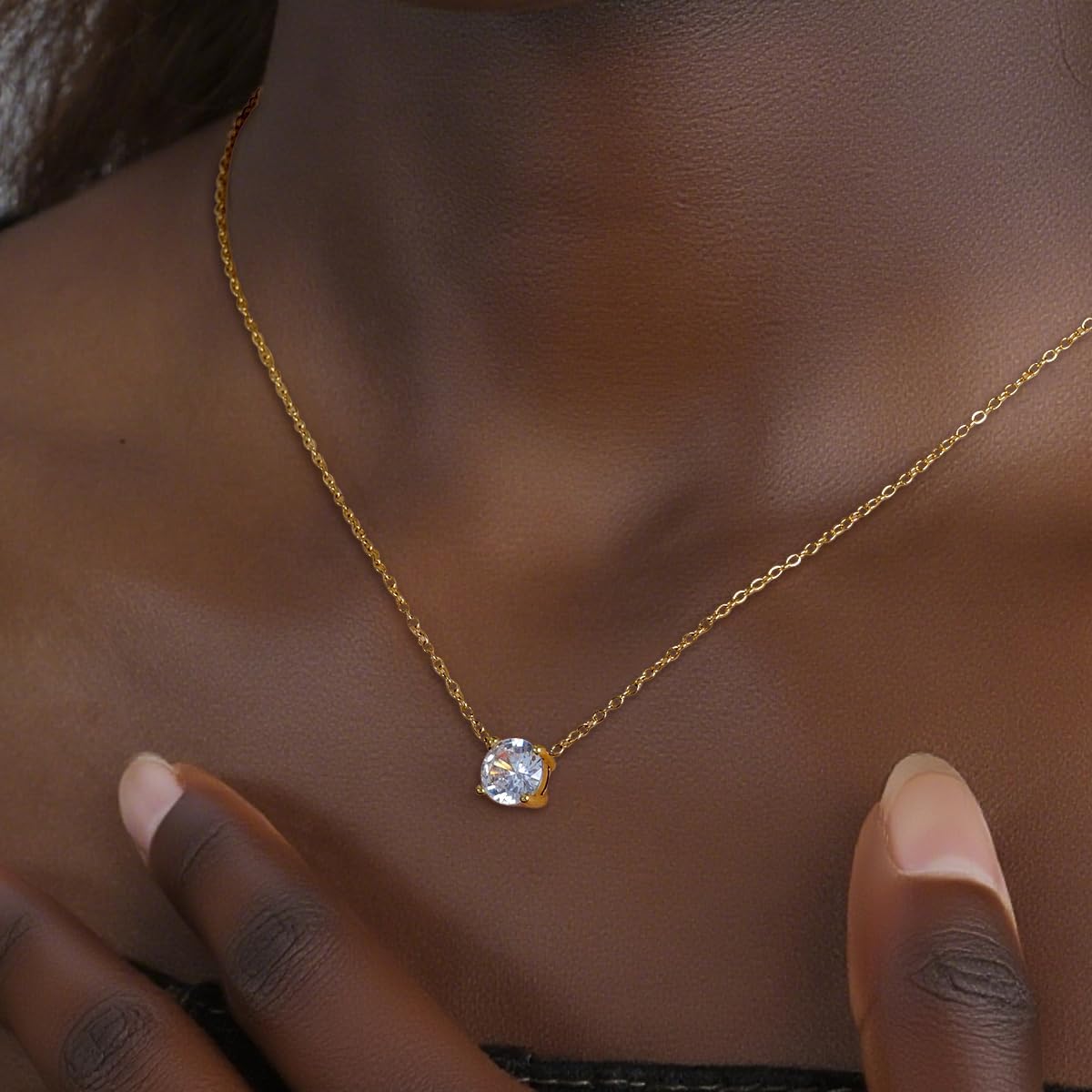 DAYMENLOVE Collares con colgante chapados en oro de 18 quilates par...