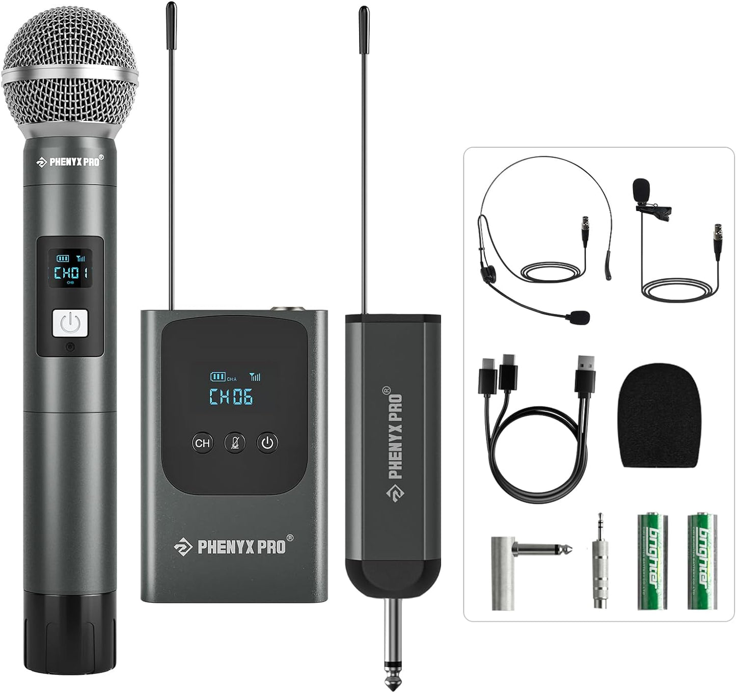 Phenyx Pro Dual UHF Digital Handheld\/Headset Micrófono Sistema PDP...