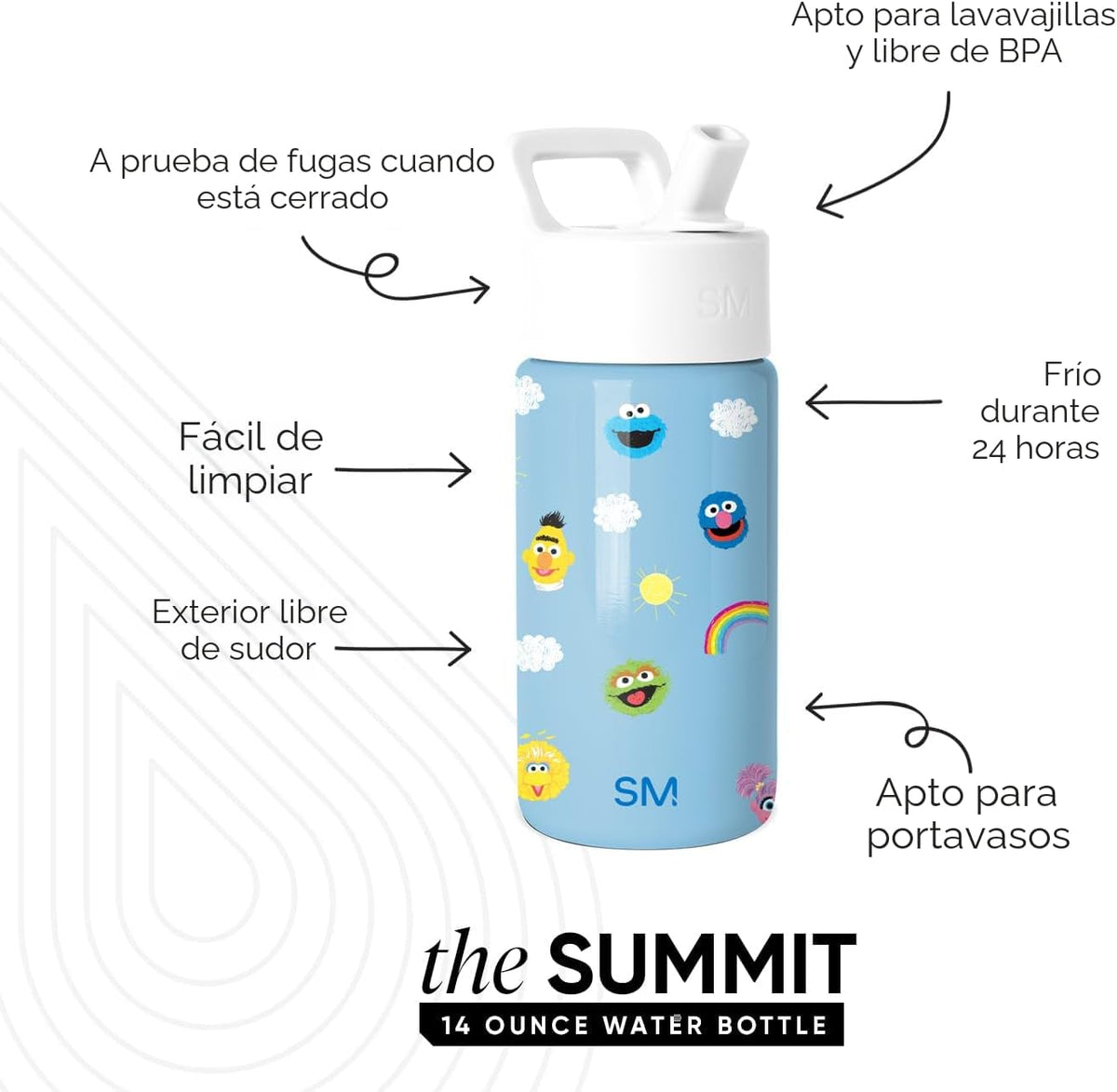 Simple Modern Kids Summit - Botella de agua con tapa con pajilla, S...