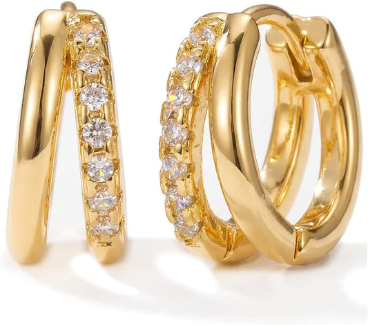 Aretes de aro de oro para mujer de MUMREUES, aretes envolventes cha...