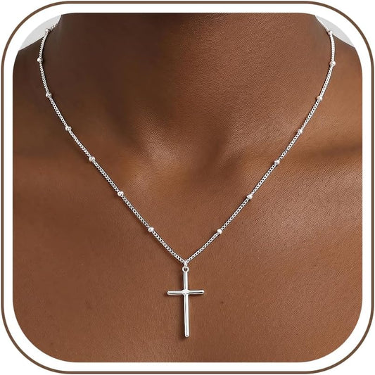 JophyX Collar de cruz de plata de ley 925 para mujer, cadena de cue...