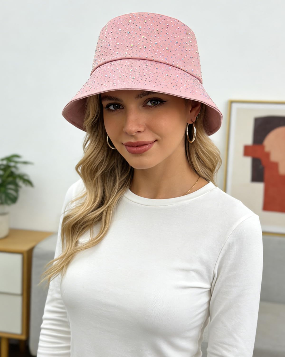 BOLLEY JOSS Sombrero de cubo brillante para mujer, sombrero de sol...