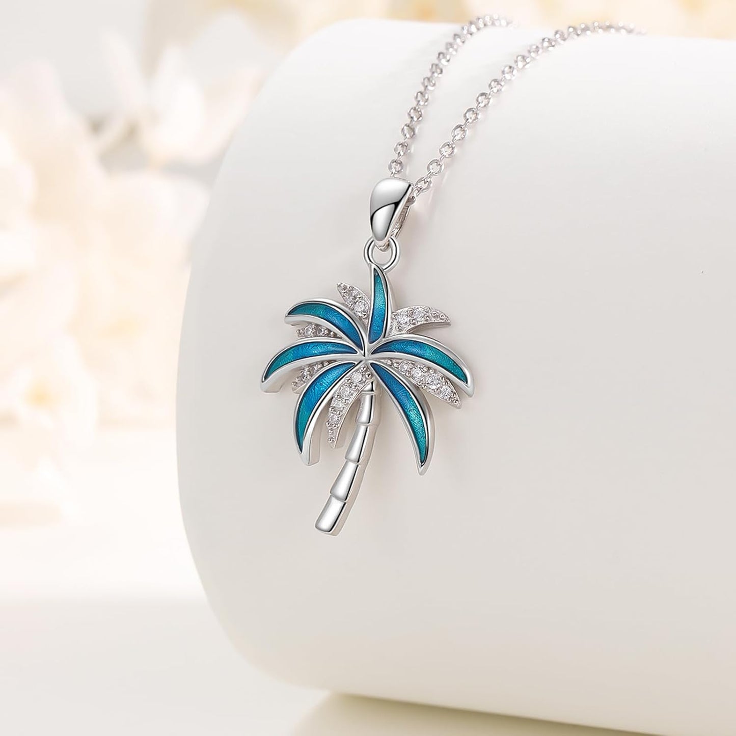 Collar de plata de ley S925 con diseño de árbol de coco para hombre...