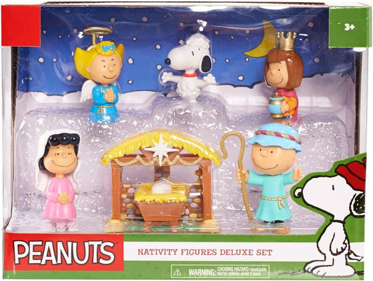 Peanuts Just Play - Juego de figuras de nacimiento navideño de 8 pu...