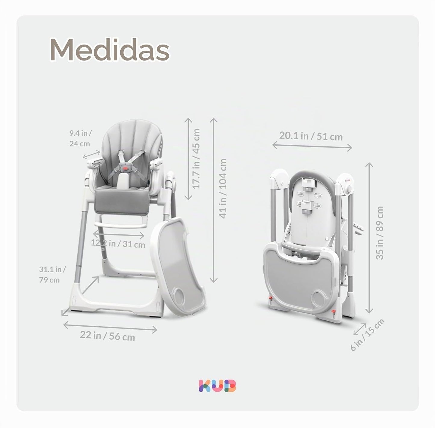 KUB Silla alta plegable 3 en 1 para bebé | Sillas altas multifuncio...