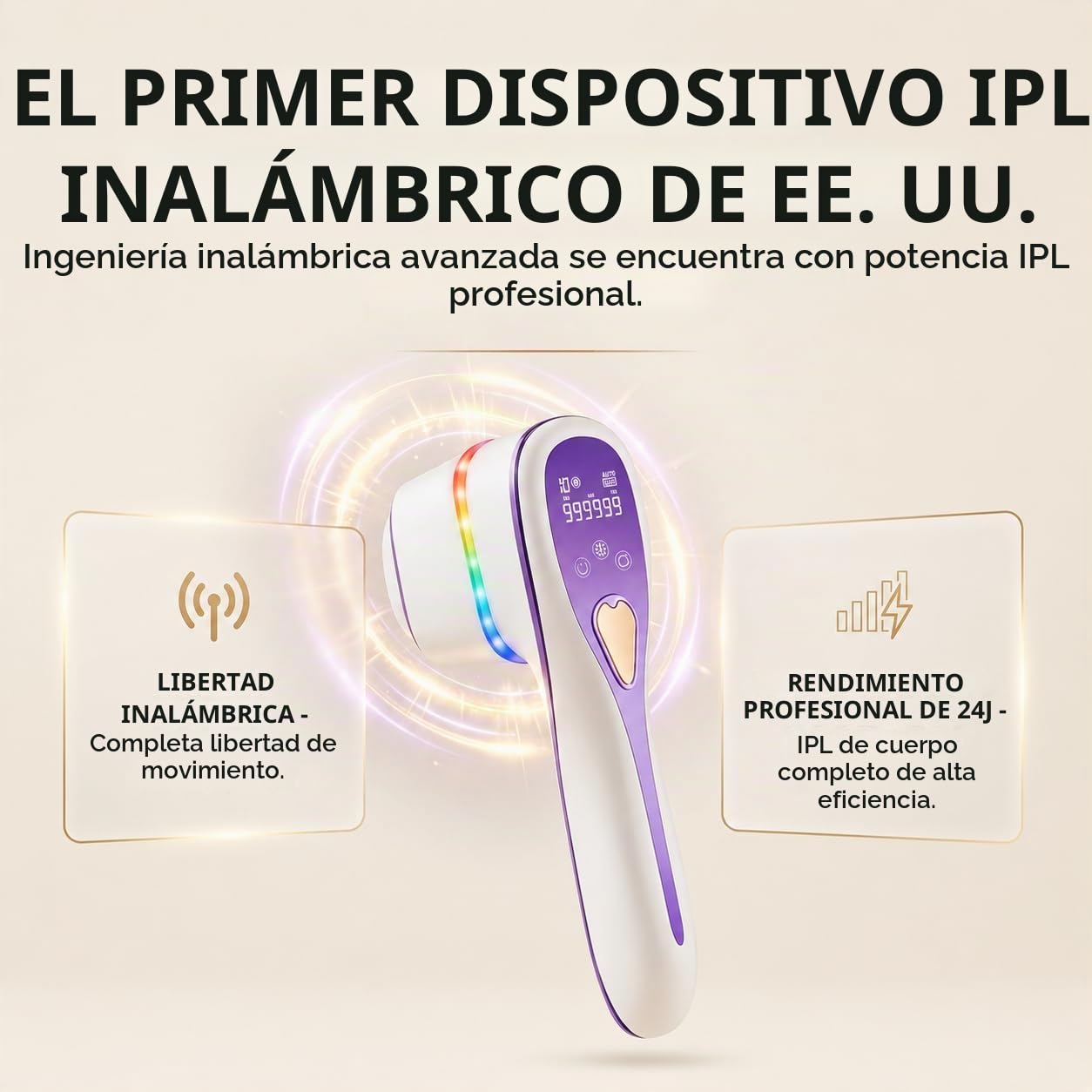 Skin Aurea™ Un dispositivo de depilación IPL inalámbrico 24J para r...
