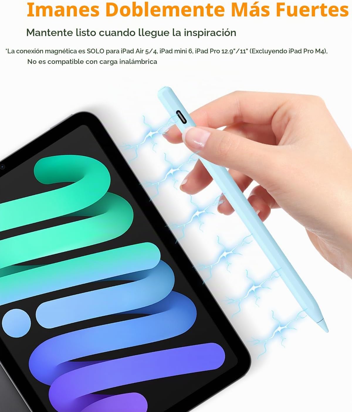 Lápiz óptico azul para iPad Pro Air Mini 2018-2026, carga rápida de...