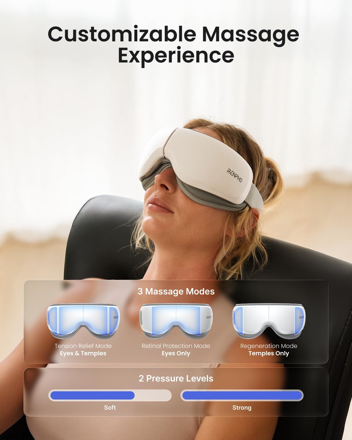 Eyeris Zen - Masajeador de ojos ultra silencioso, máscara térmica l...