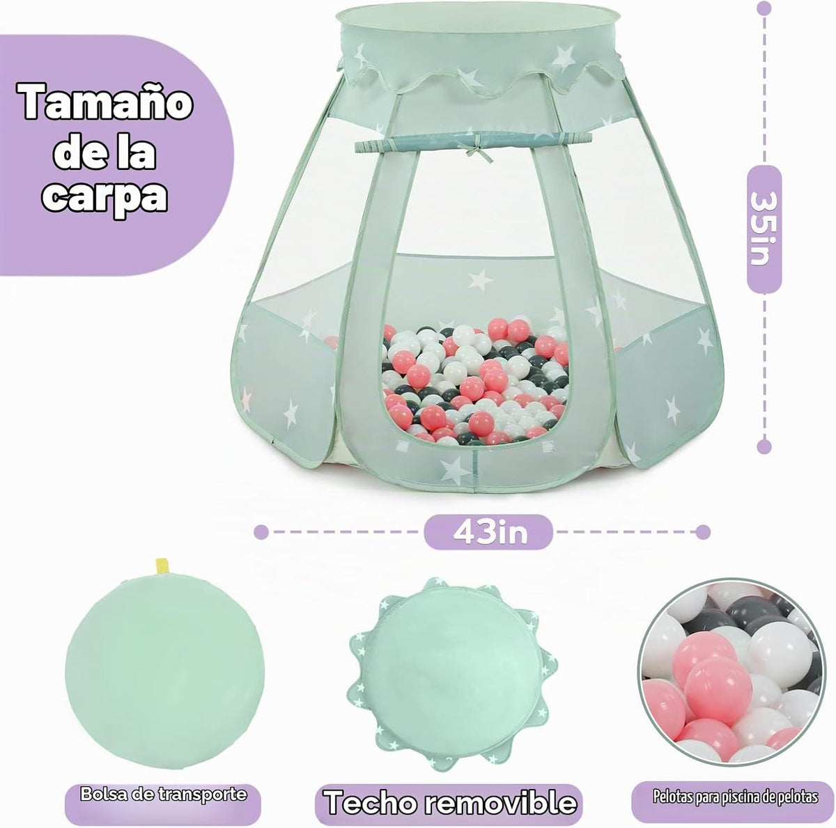 Wilhunter - Alberca de pelotas para niños pequeños con 150 pelotas,...
