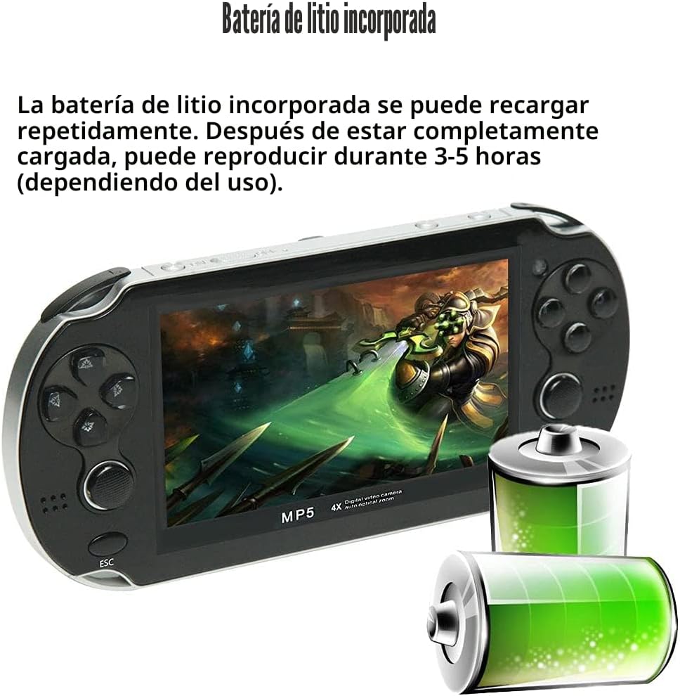 CZT Consola de juegos portátil de 4.3 pulgadas, doble joystick de 8...