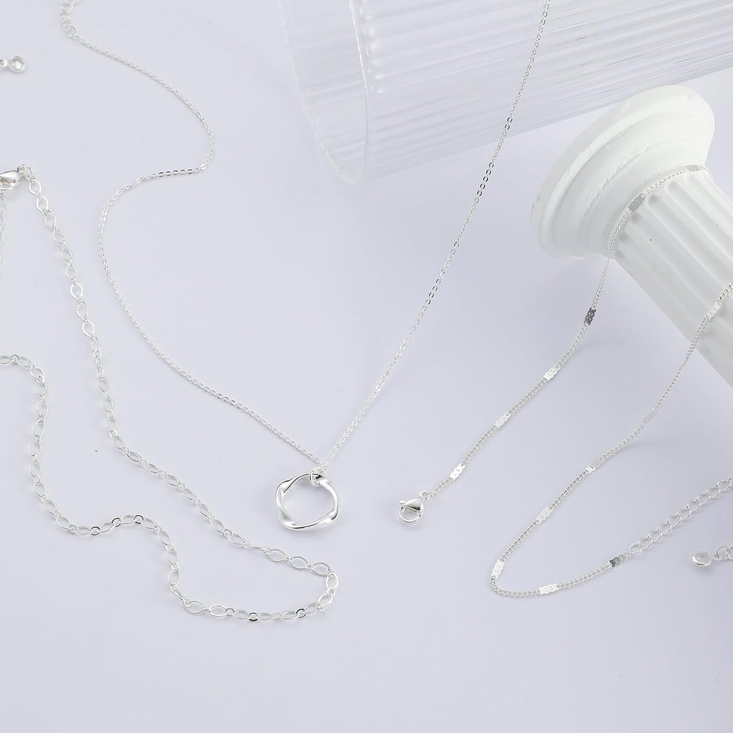 Cuzmly - Collares en capas de plata para mujer, conjunto de collare...