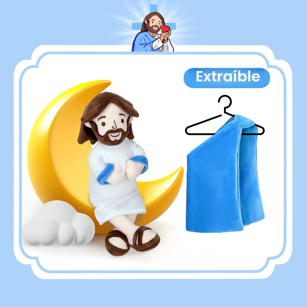 Enryounr Jesús de peluche, muñeco de peluche religioso con túnica a...
