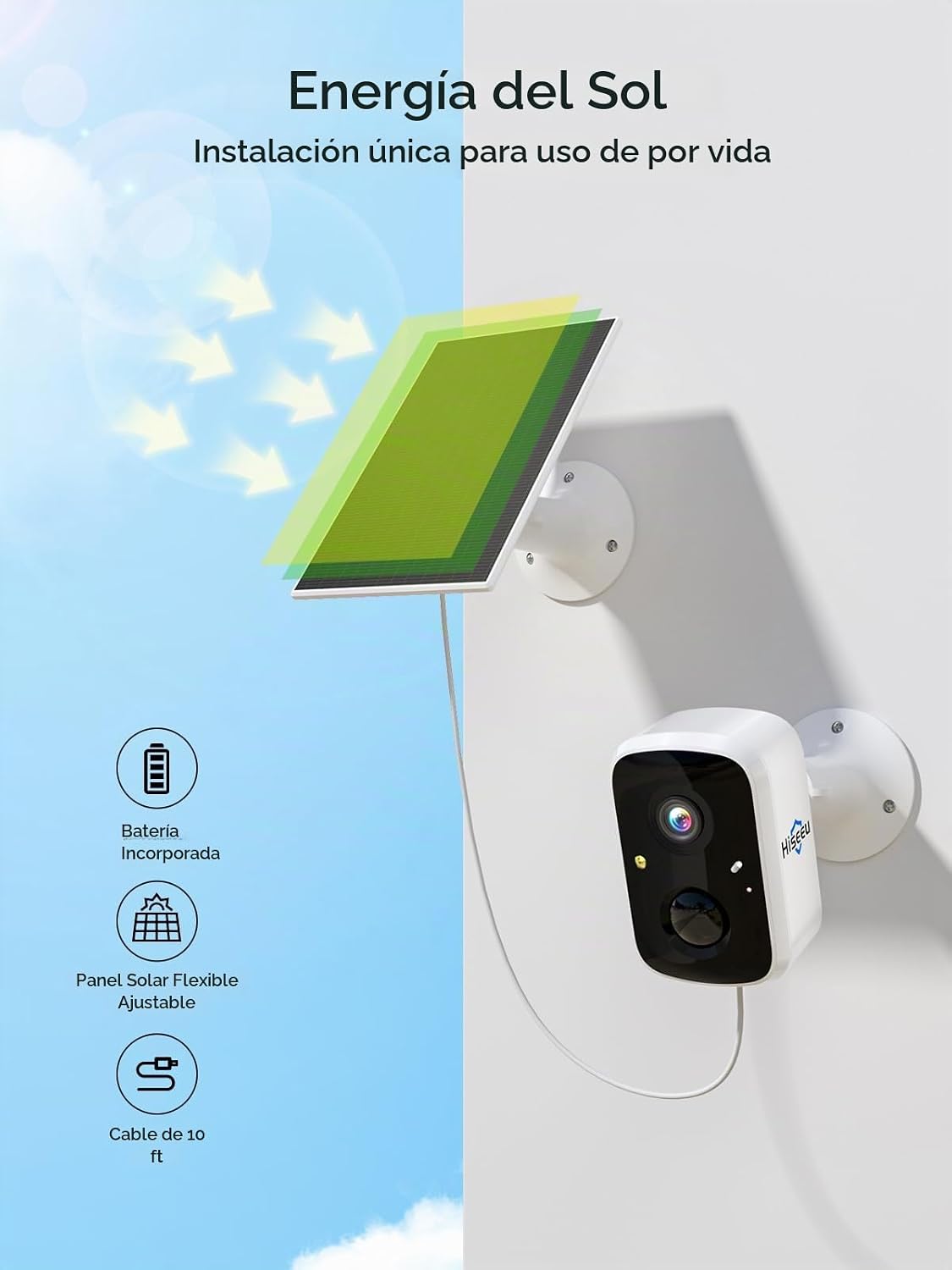 Hiseeu Cámara solar inalámbrica para exteriores, kit de 4 cámaras,...