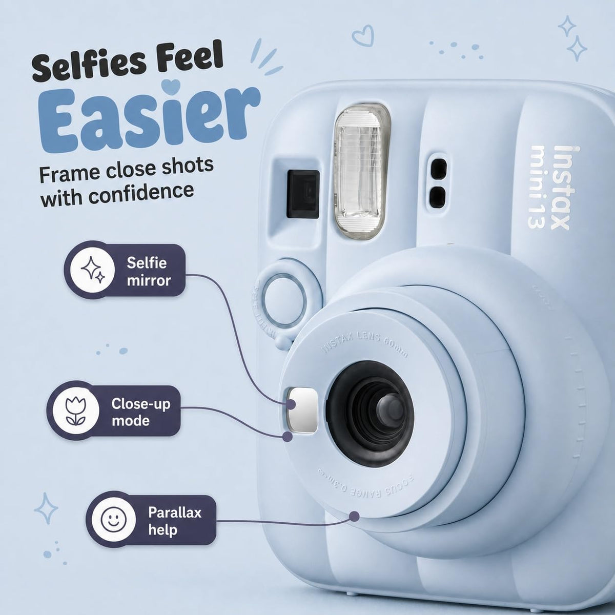 Fujifilm Instax Mini 13 Cámara instantánea azul escarcha + paquete...