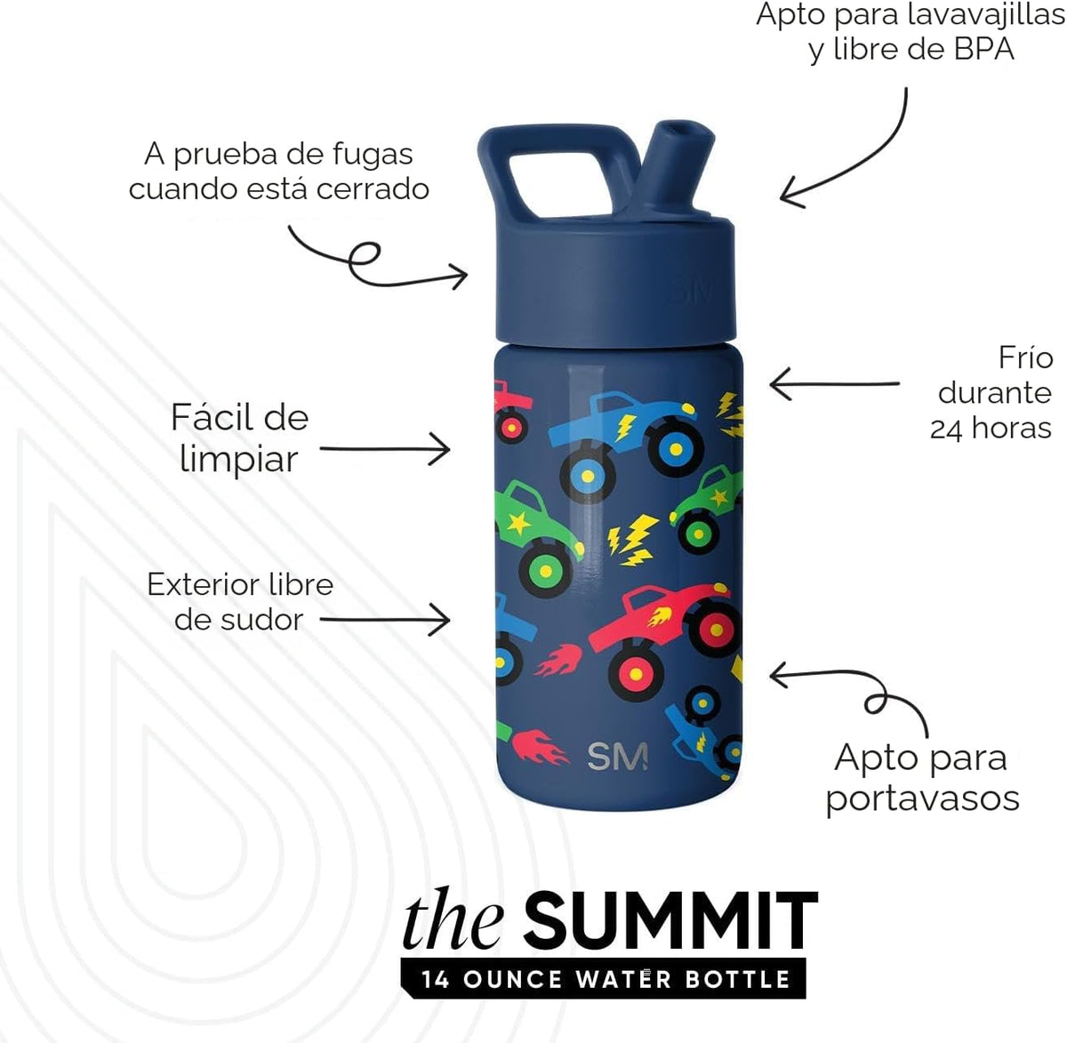 Simple Modern Summit - Botella de agua con tapa con pajilla, vaso c...