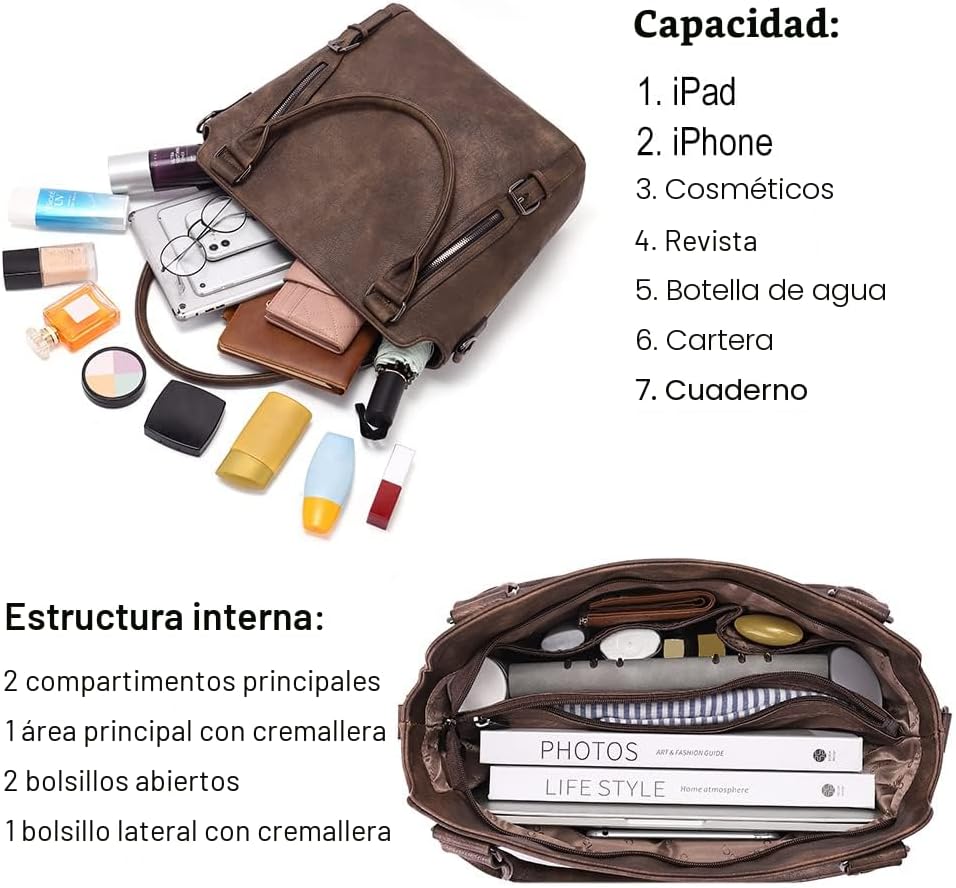 CLUCI - Bolsos de cuero vegano para mujer, bolso grande y de hombro...