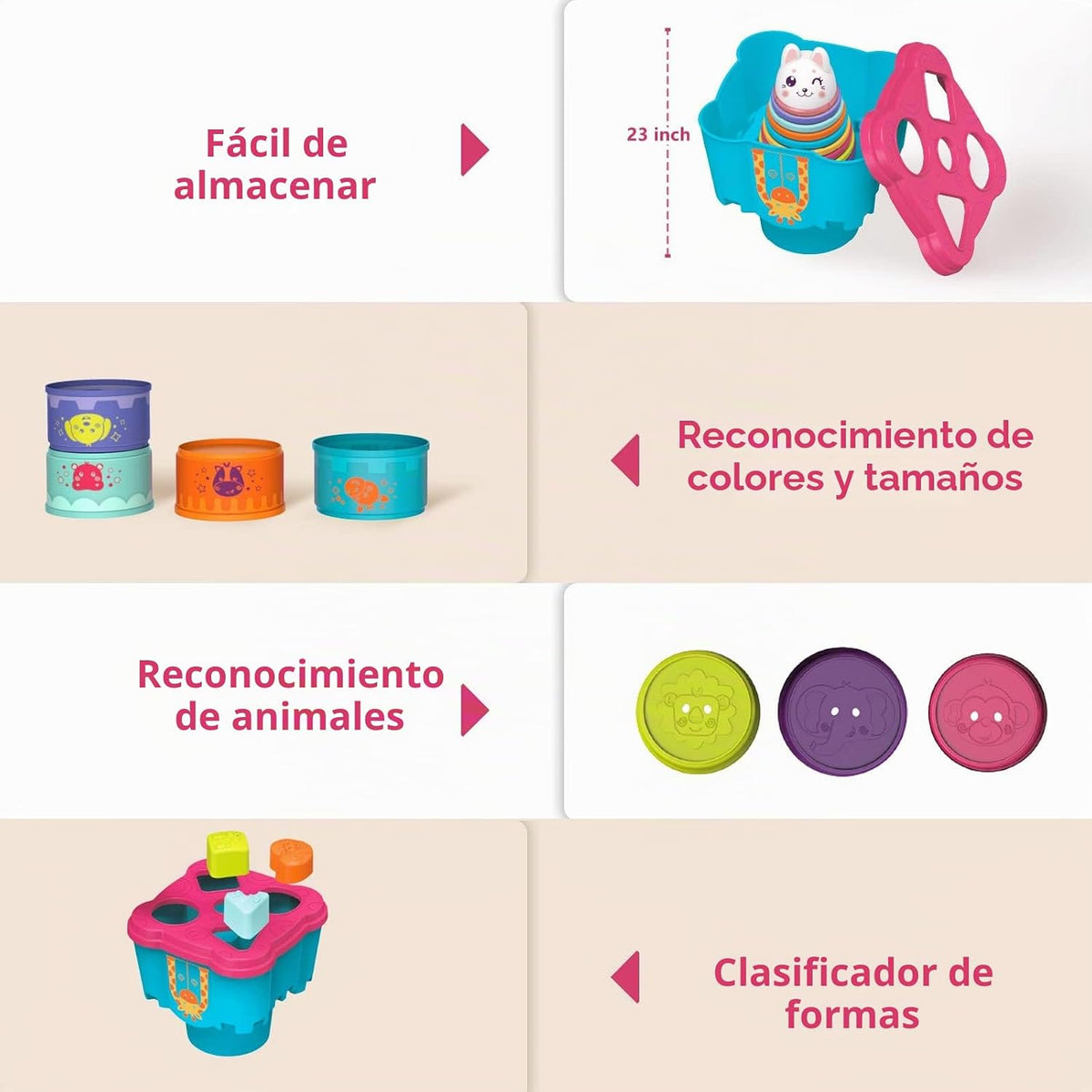 LTKFFFdp - Juguetes apilables para bebés de 1 a 3 años, clasificado...