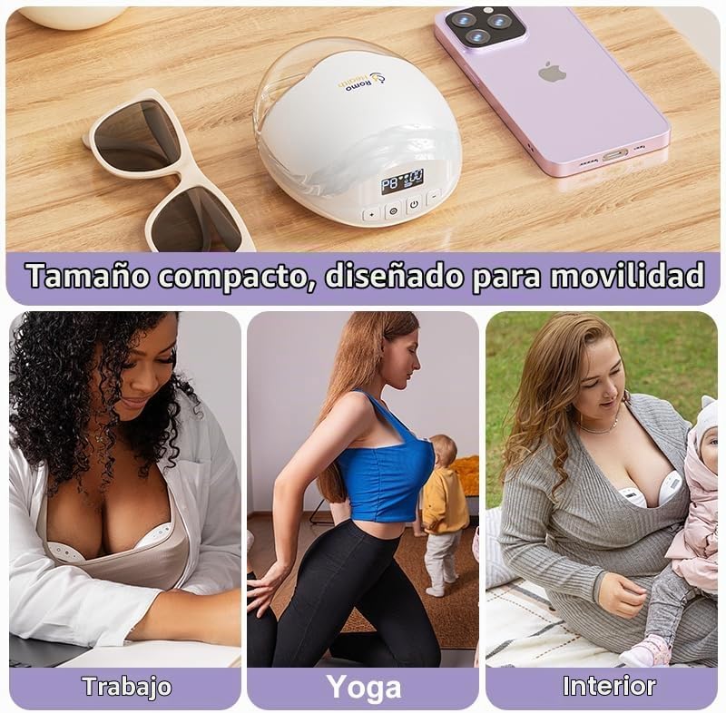 ROMO-GLE\/21 Extractor de leche manos libres, paquete de 2 extracto...