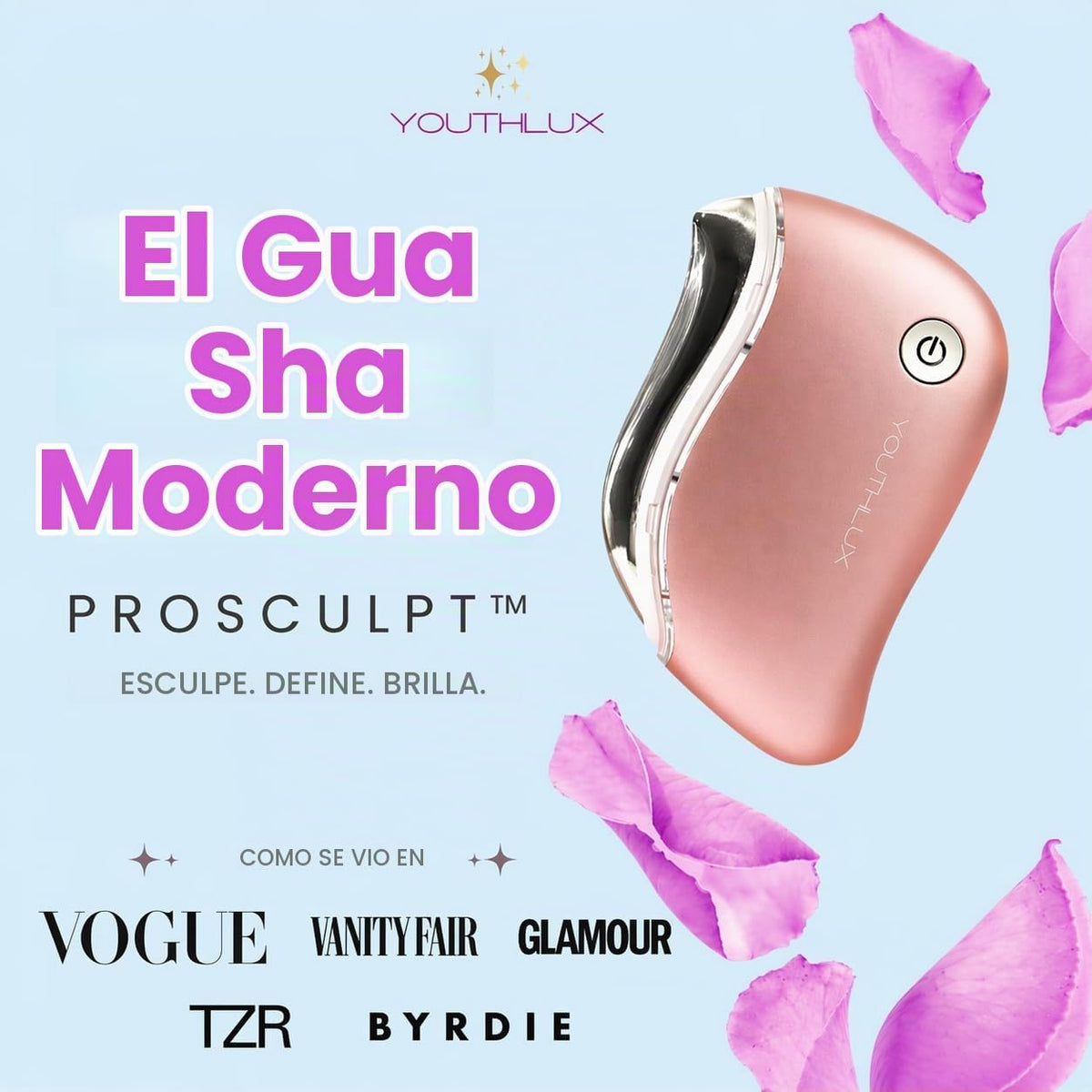 YOUTHLUX ProSculpt - Masajeador facial Gua Sha calentado, herramien...