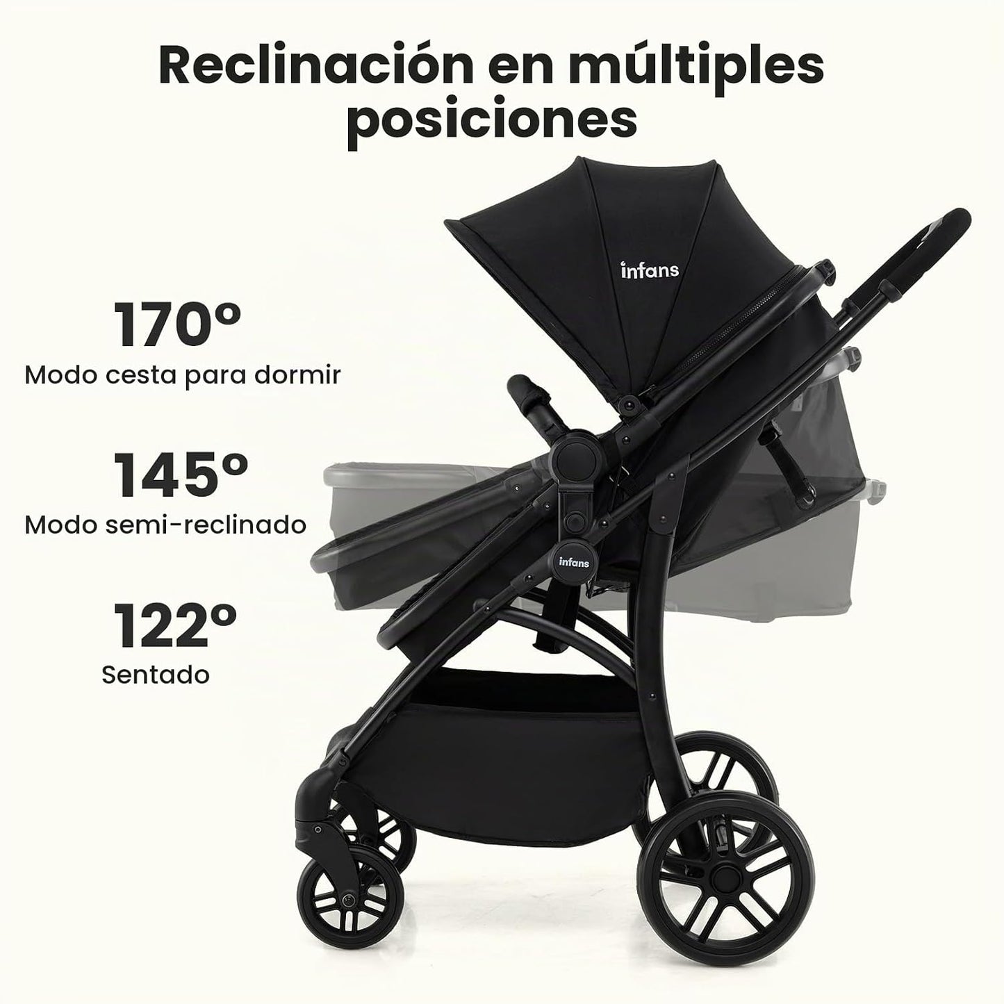 INFANS Cochecito de bebé 2 en 1, cochecito convertible con moisés,...