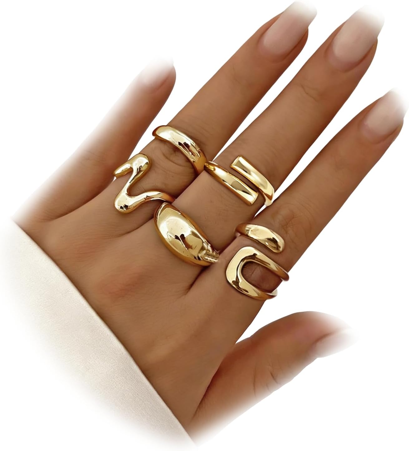 YEEZII Anillos Gruesos de Oro para Mujer Sin Deslustre, Anillo de P...