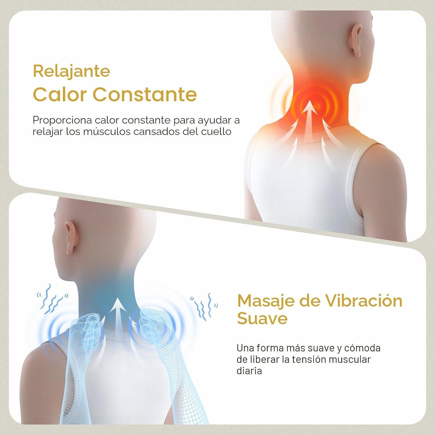 Almohada masajeadora de cuello 3 en 1 para aliviar el dolor, masaje...