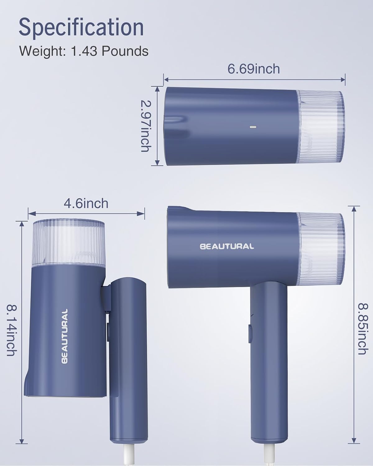 BEAUTURAL Vaporizador de viaje para ropa, portátil y de mano, 1000W...