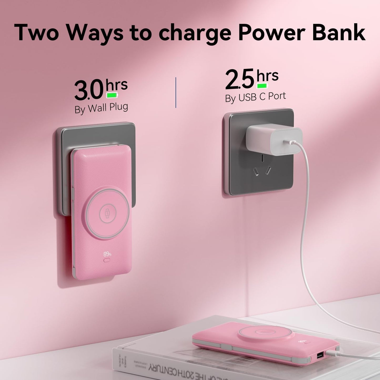 LUCKYFELLOW Cargador portátil magnético de 10000 mAh para iWatch y...