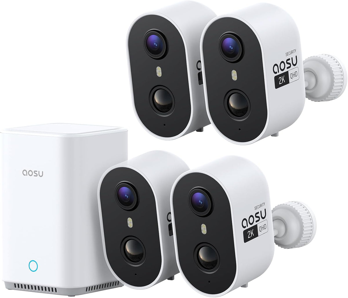 aosu Kit de cámara de seguridad inalámbrica para exteriores con alm...