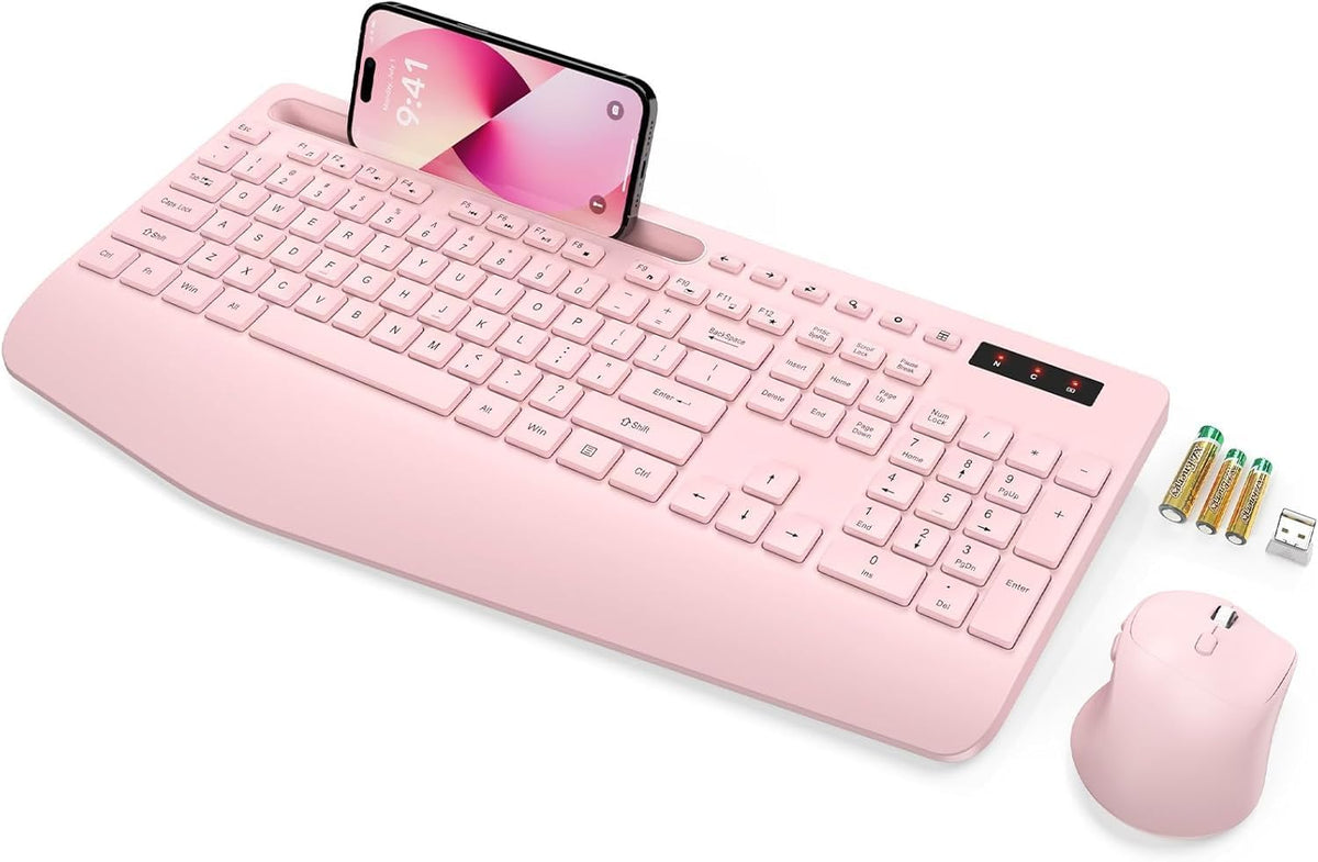 SABLUTE - Combo de teclado y mouse inalámbricos, tamaño completo, r...