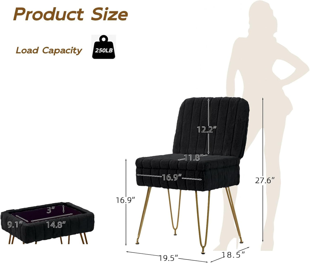 Manyday Silla de tocador con almacenamiento, cómoda otomana con res...