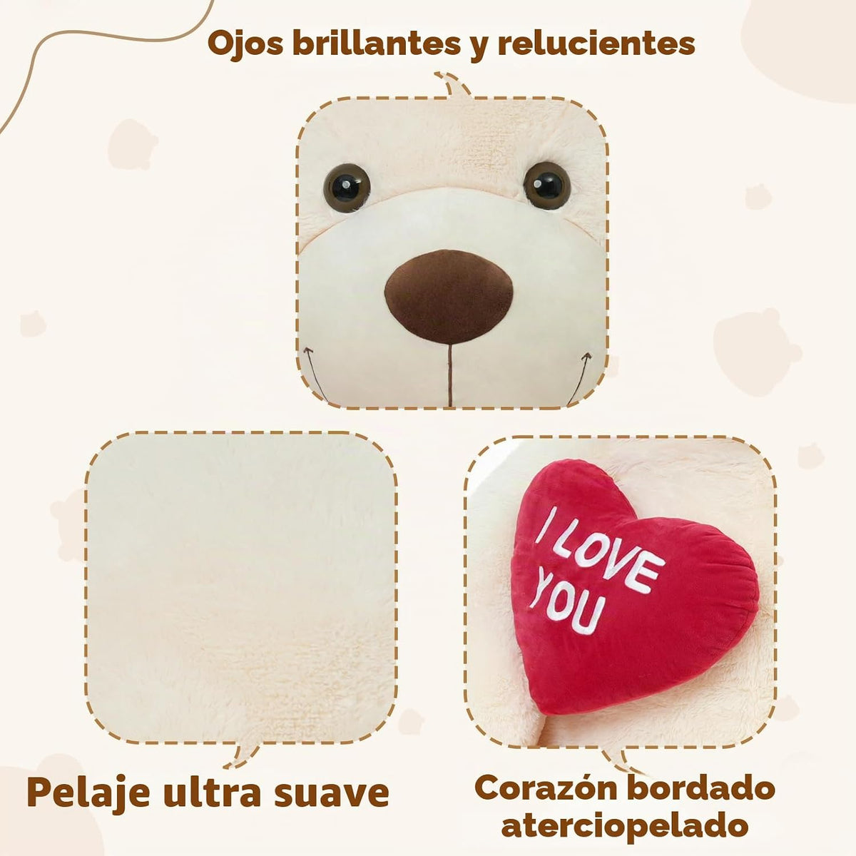 MaoGoLan Oso de Peluche Gigante de 6 Pies para Novia - Corazón Rojo...