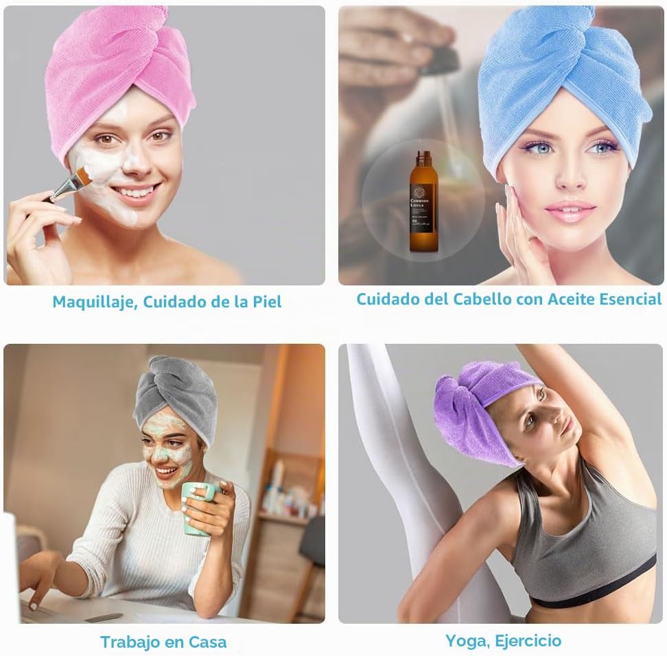 AIDEA - Toalla para el cabello, paquete de 5 toallas absorbentes de...