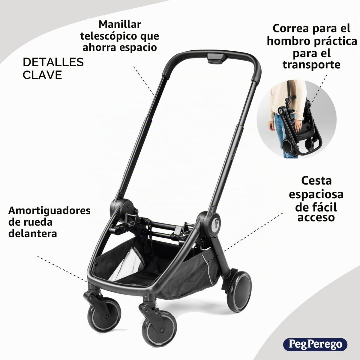 Combo de asiento y marco PEG City Loop - True Black | Sistema de vi...