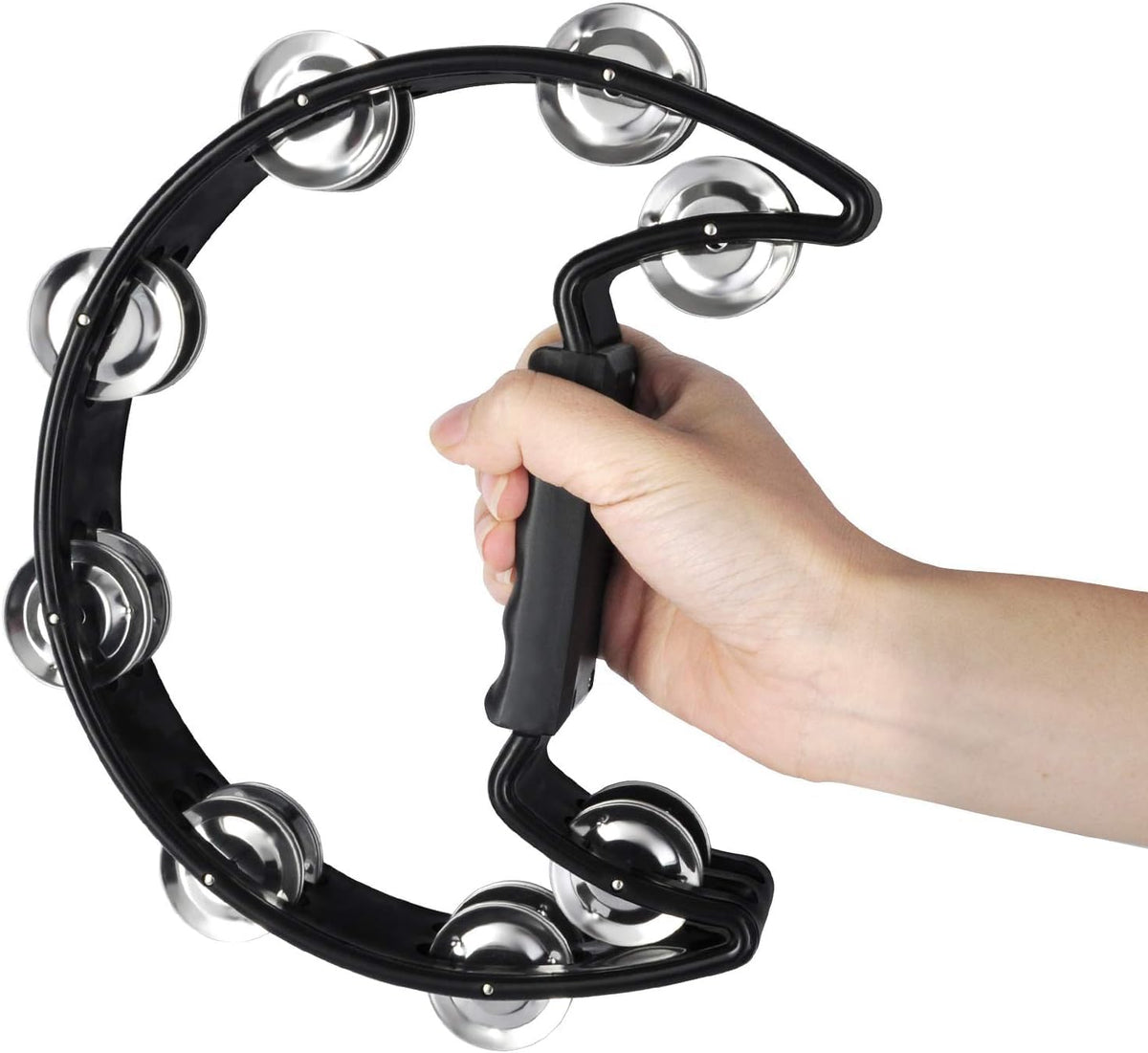 Pandereta EastRock, metal con cascabeles de mano, instrumento de pe...