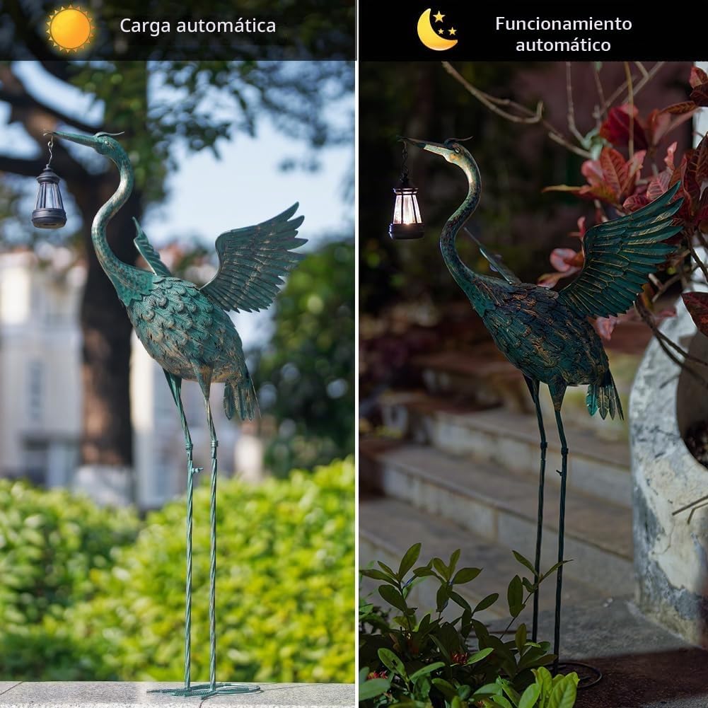 DREAMSOUL Heron Garden - Estatuas de pájaro de grúa de 40.5 pulgada...