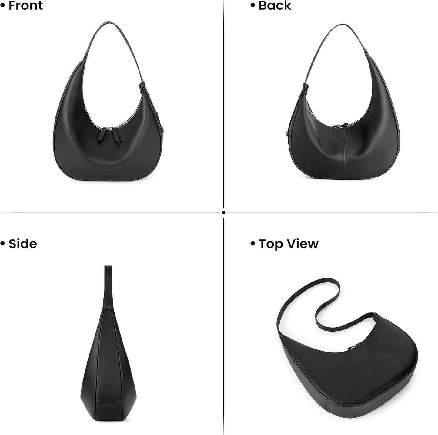 befen Bolsos estilo hobo de cuero genuino para mujer, bolsos cruzad...